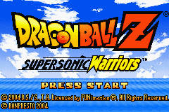 Dragon Ball Z: Supersonic Warriors title screen for GameBoy Advance